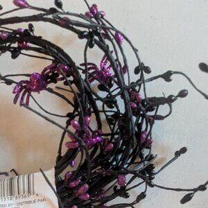 NWT Goth Spider Garland Halloween Decoration Purple Black Floral Ashland Decor